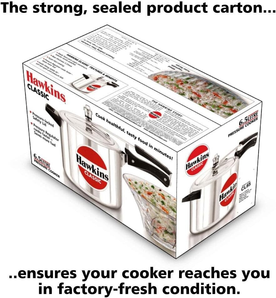 Hawkins Classic Pressure Cooker, Silver, HawCL65 6.5-Liter ?HWS_CL65_SIR